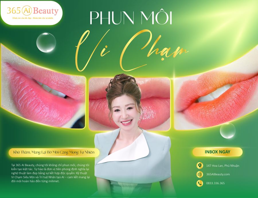 Phun Môi Vi Chạm - Khử Thâm, Mang Lại Bờ Môi Căng Mọng Tự Nhiên | 365 AI Beauty